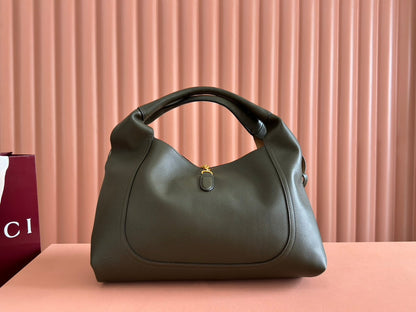 SOFTBIT MAXI SHOULDER BAG 46 IN DARK GREEN GRAINY LAMBSKIN