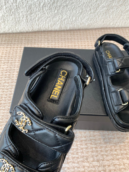 DAD SANDAL IN BLACK CALFSKIN