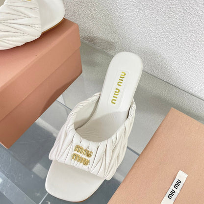 Women's Mid - Heel White Leather Stylized