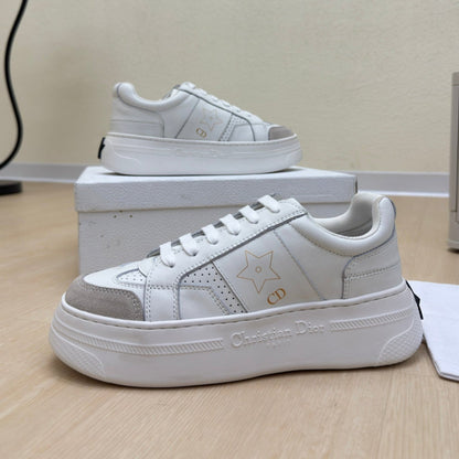 STAR PLATFORM SNEAKER IN WHITE CALFSKIN AND SUEDE