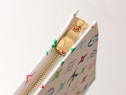 TOILETRY POUCH 25 IN WHITE MIX COLORFUL CALFSKIN