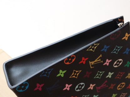 TOILETRY POUCH 25 IN BLACK MIX COLORFUL CALFSKIN