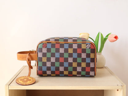DOPP KIT LOCKER BAG 23 IN COLORFUL DAMIER CALFSKIN
