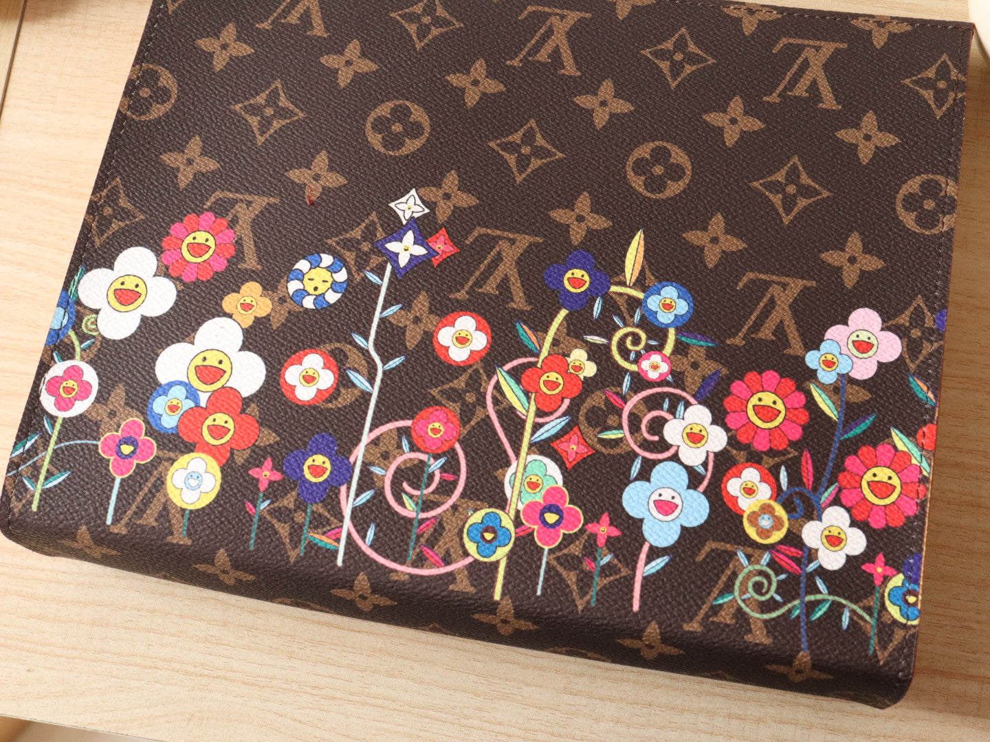 TOILETRY POUCH 25 CM BAG IN BROWN MONOGRAM CALFSKIN WITH STICKER