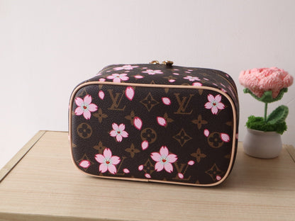 NICE MINI TOILETRY BAG 20 IN SAKURA BROWN MONOGRAM COATED CANVAS