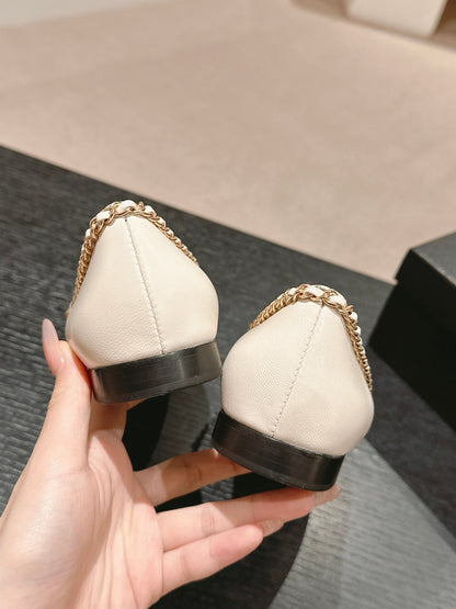 BOWKNOT BALLET FLAT IN WHITE MIX BLACK SHEEPSKIN