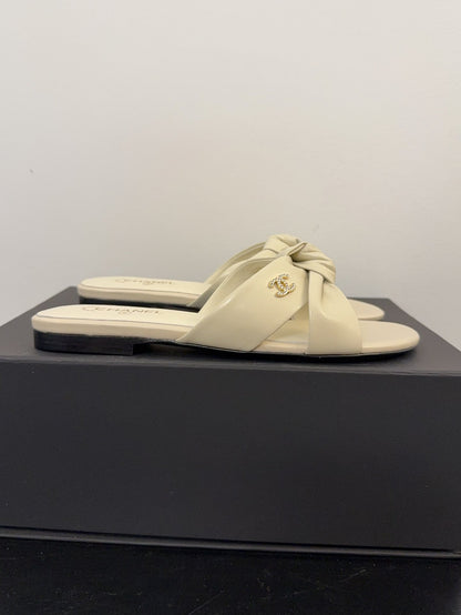 LACE MULE 2 CM IN WHITE CREAM LAMBSKIN