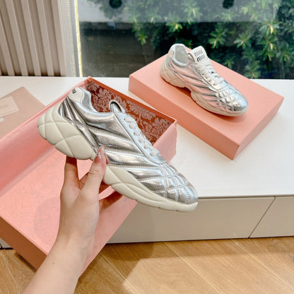 Women's Sneakers Silver Cowhide