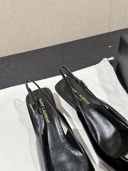 SL CHERISH CRYSTAL SLINGBACK BLACK CALFSKIN