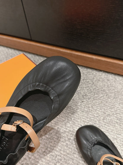 BALLERINA BALLET FLAT BLACK LAMBSKIN