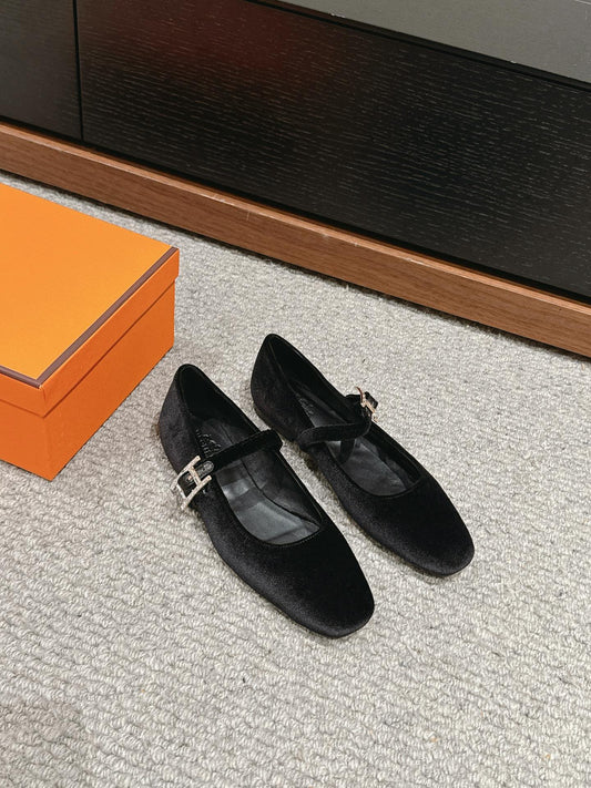 JANE BALLET FLAT BLACK VELVET