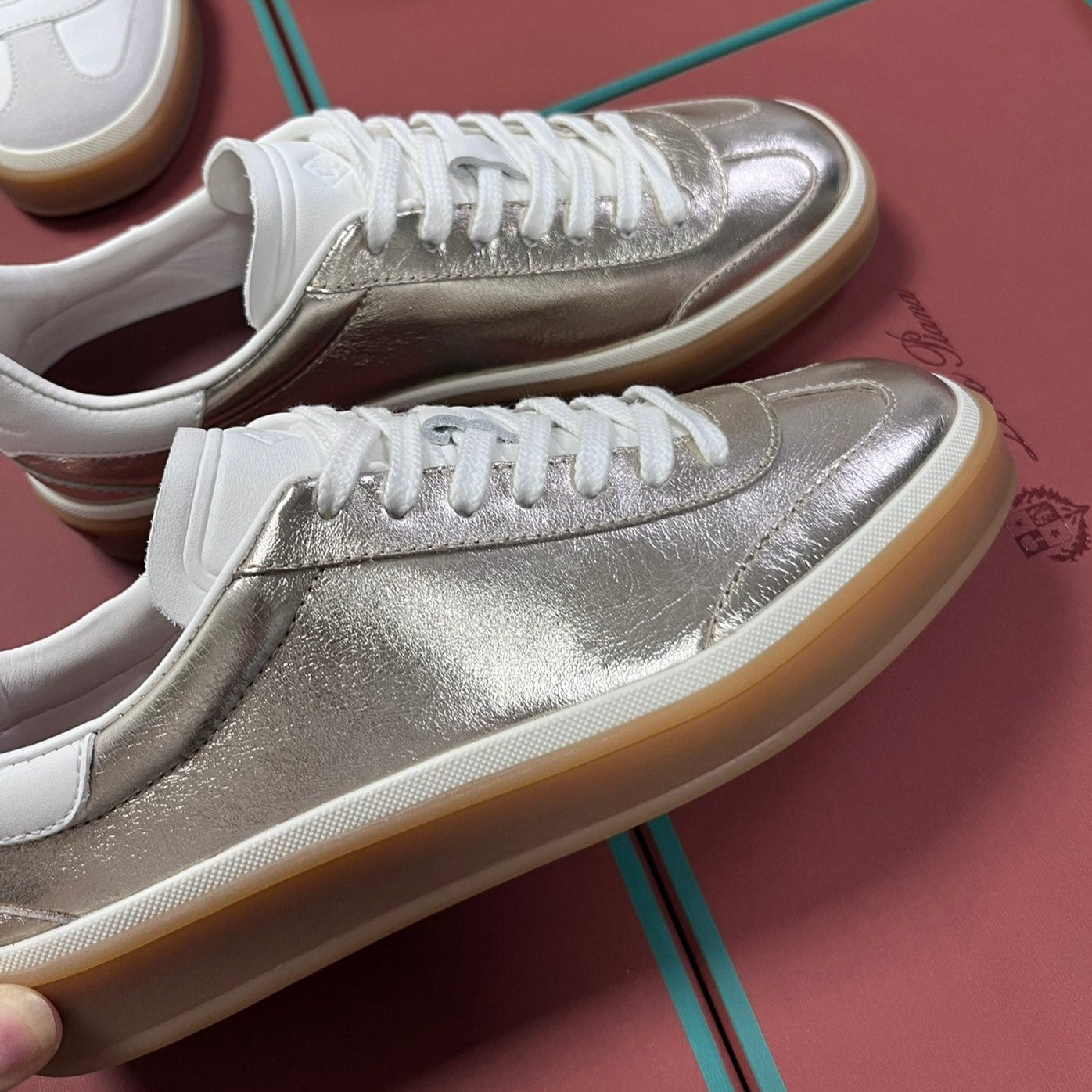 LP TENNIS WALK SNEAKERS SILVER CALFSKIN
