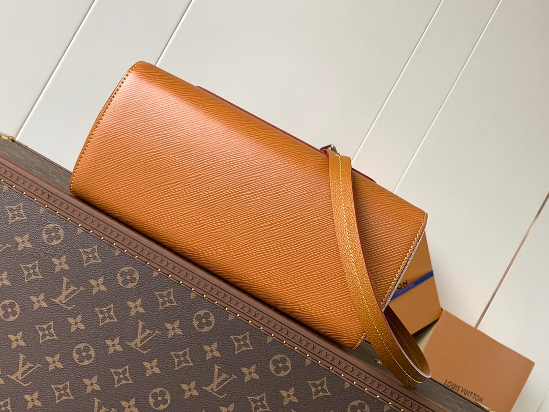 MARELLE TOTE BB BAG 30 IN BRONZE BROWN EPI GRAIN COWHIDE LEATHER