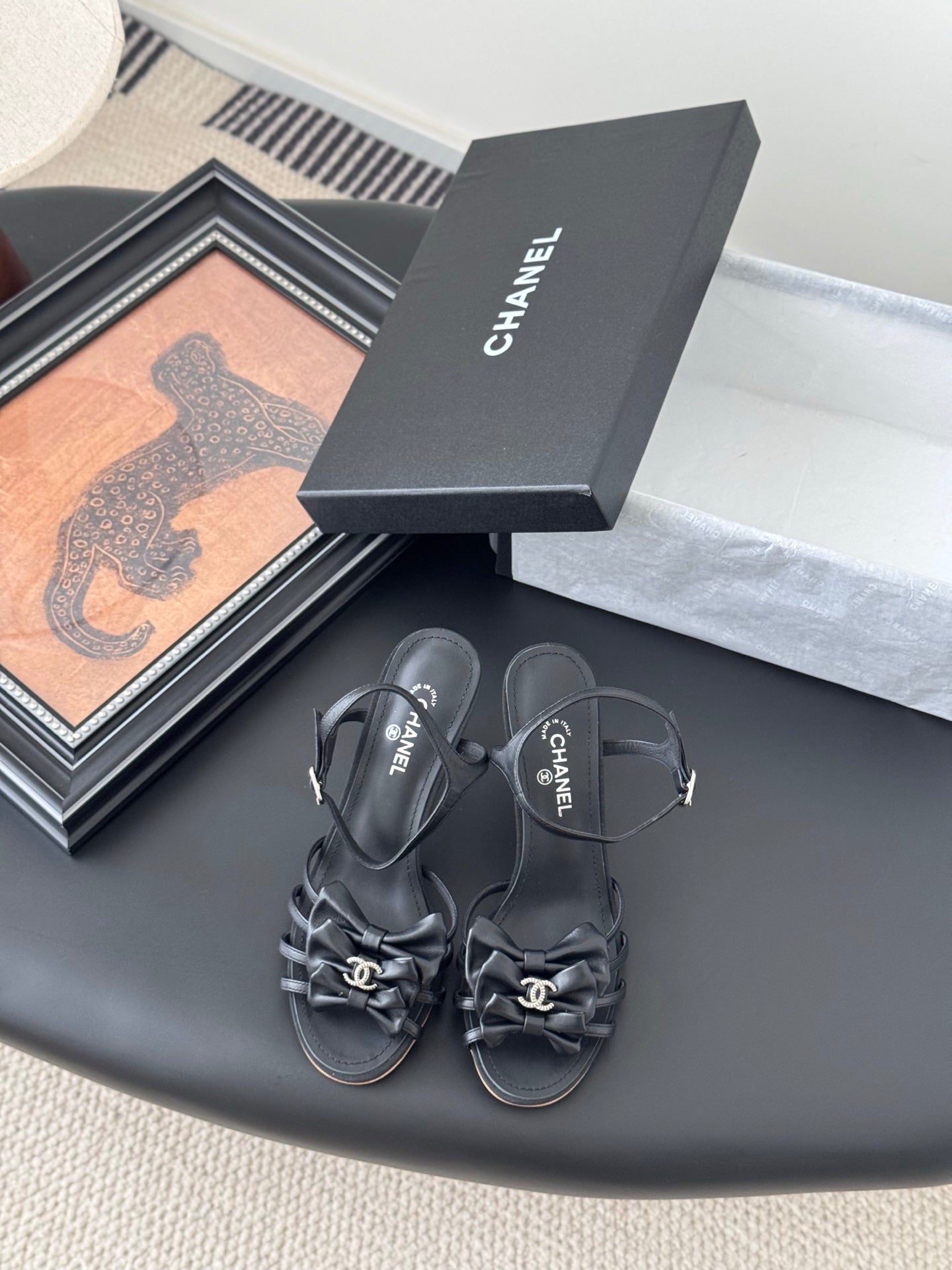 HIGH HEELS SANDALS IN BLACK SHEEPSKIN