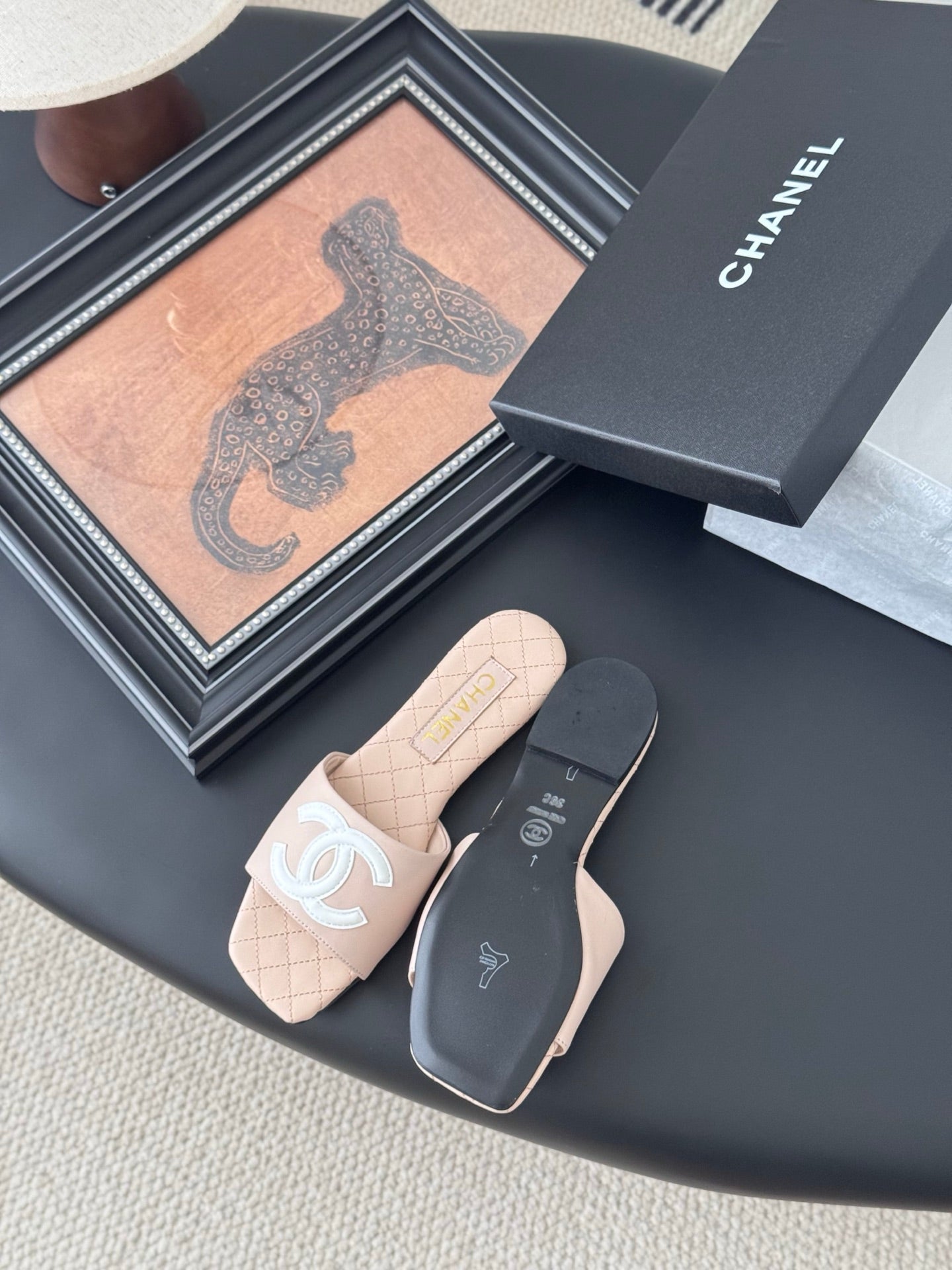 SLIPPER IN PEACH PINK CALFSKIN