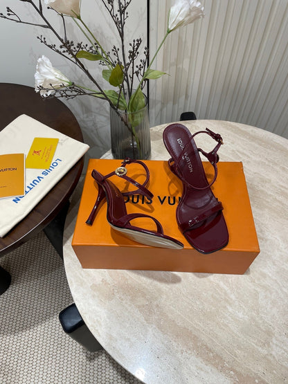 6AM HIGH SANDAL 95 MM IN WINE RED PATENT LAMBSKIN