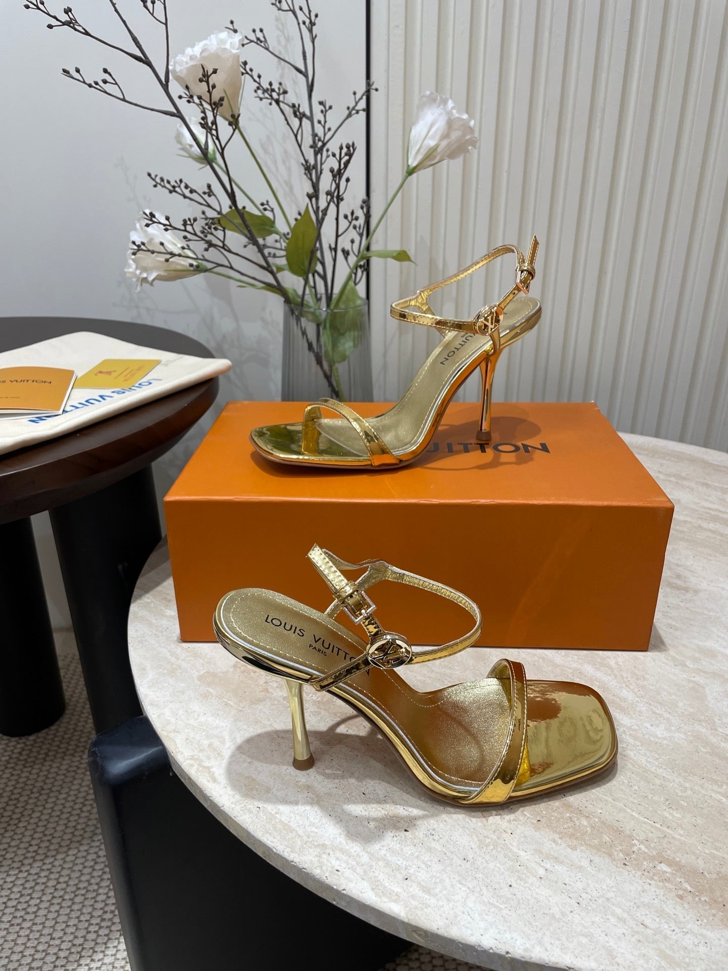 6AM HIGH SANDAL 95 MM IN GOLD LAMBSKIN