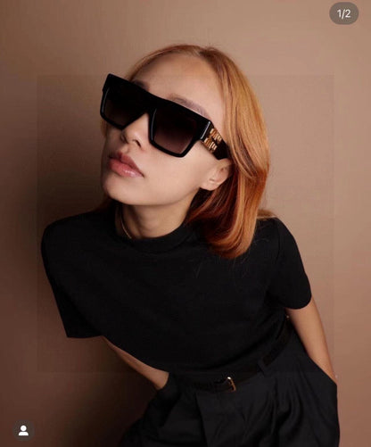 RUNWAY SQUARE SUNGLASSES 513010 IN BLACK ACETATE