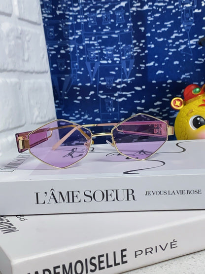 LOGO SUNGLASSES 560863 IN PURPLE CLEAR ACETATE GOLD METAL