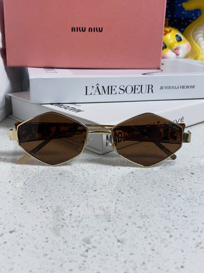 LOGO SUNGLASSES 560865 IN HAVANA ACETATE GOLD METAL BROWN LENS