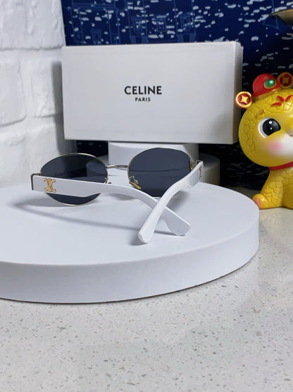 TRIOMPHE SUNGLASS 538530 IN WHITE ACETATE BLACK LENSES