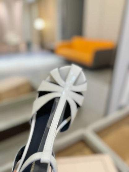 HIGH SANDALS 75 MM IN WHITE CALFSKIN
