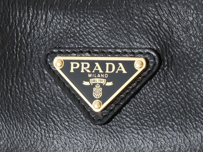 TRIANGLE LOGO HOBO BAG 39 IN BLACK SMOOTH CALFSKIN