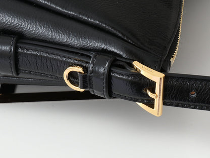 TRIANGLE LOGO HOBO BAG 39 IN BLACK SMOOTH CALFSKIN