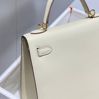KELLY 25CM IN NATA EPSOM CALFSKIN GOLD HARDWARE