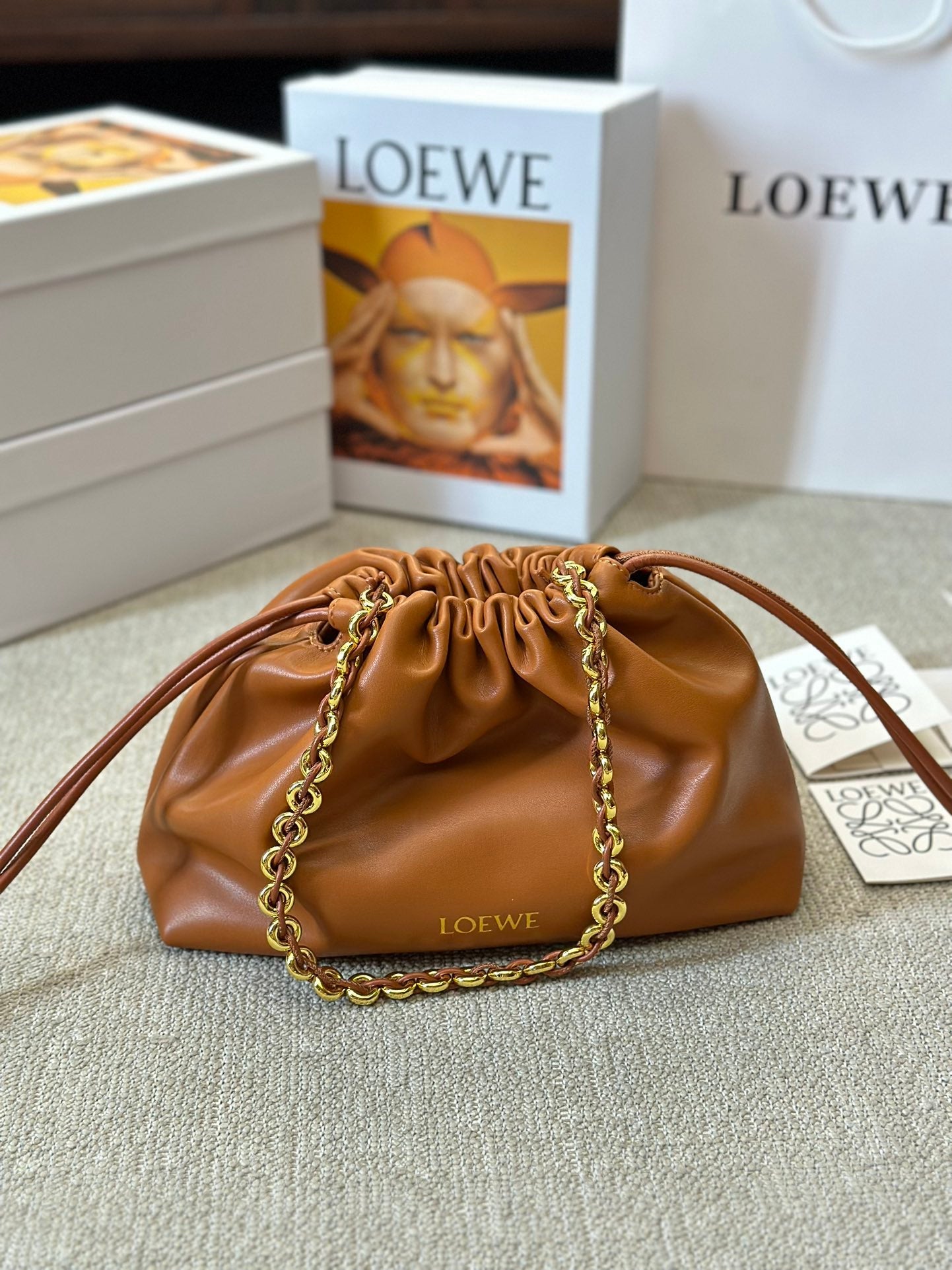LOE SMALL 23 FLAMENCO PURSE IN WARM DESERT NAPPA LAMBSKIN