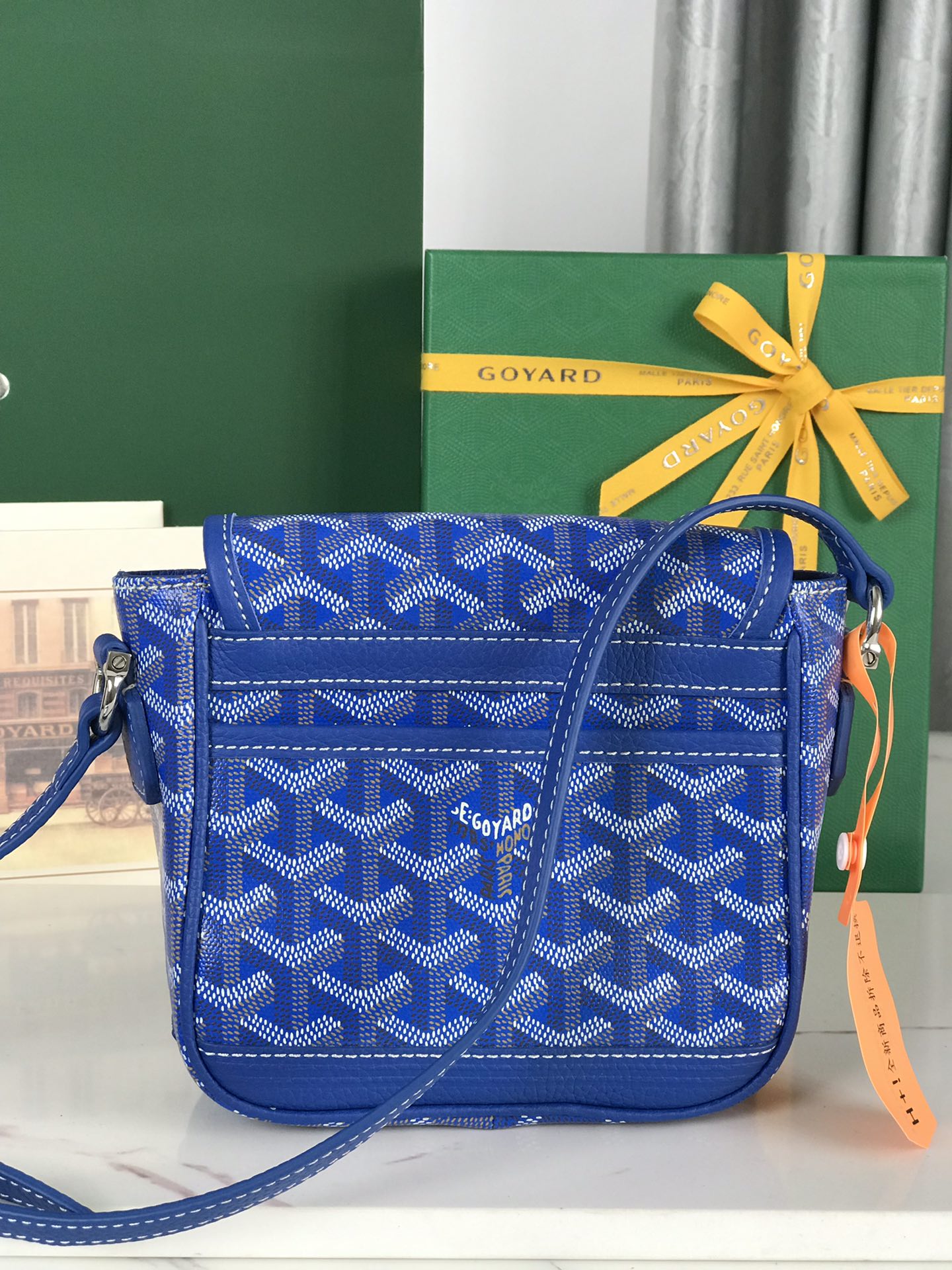 GRAND BLEU 16 IN SAPPHIRE BLUE GOYARDINE CANVAS AND LAMBSKIN