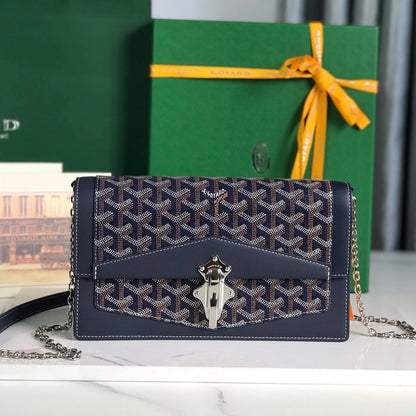 DUCHESSE MARIE-CAROLINE BAG 25 IN NAVY BLUE GOYARDINE CANVAS AND SMOOTH CALFSKIN