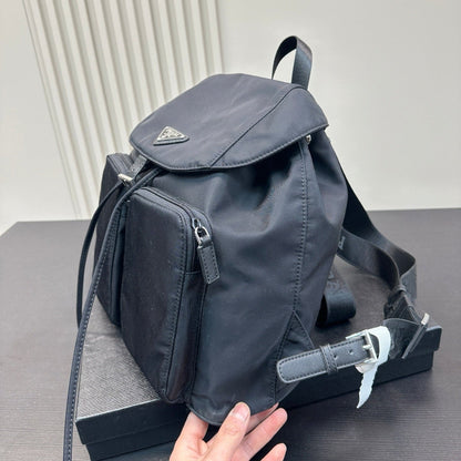 DOUBLE FRONT ZIP POCKET BACKPACK 31 IN BLACK RE-NYLON