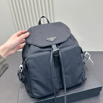 DOUBLE FRONT ZIP POCKET BACKPACK 31 IN BLACK RE-NYLON