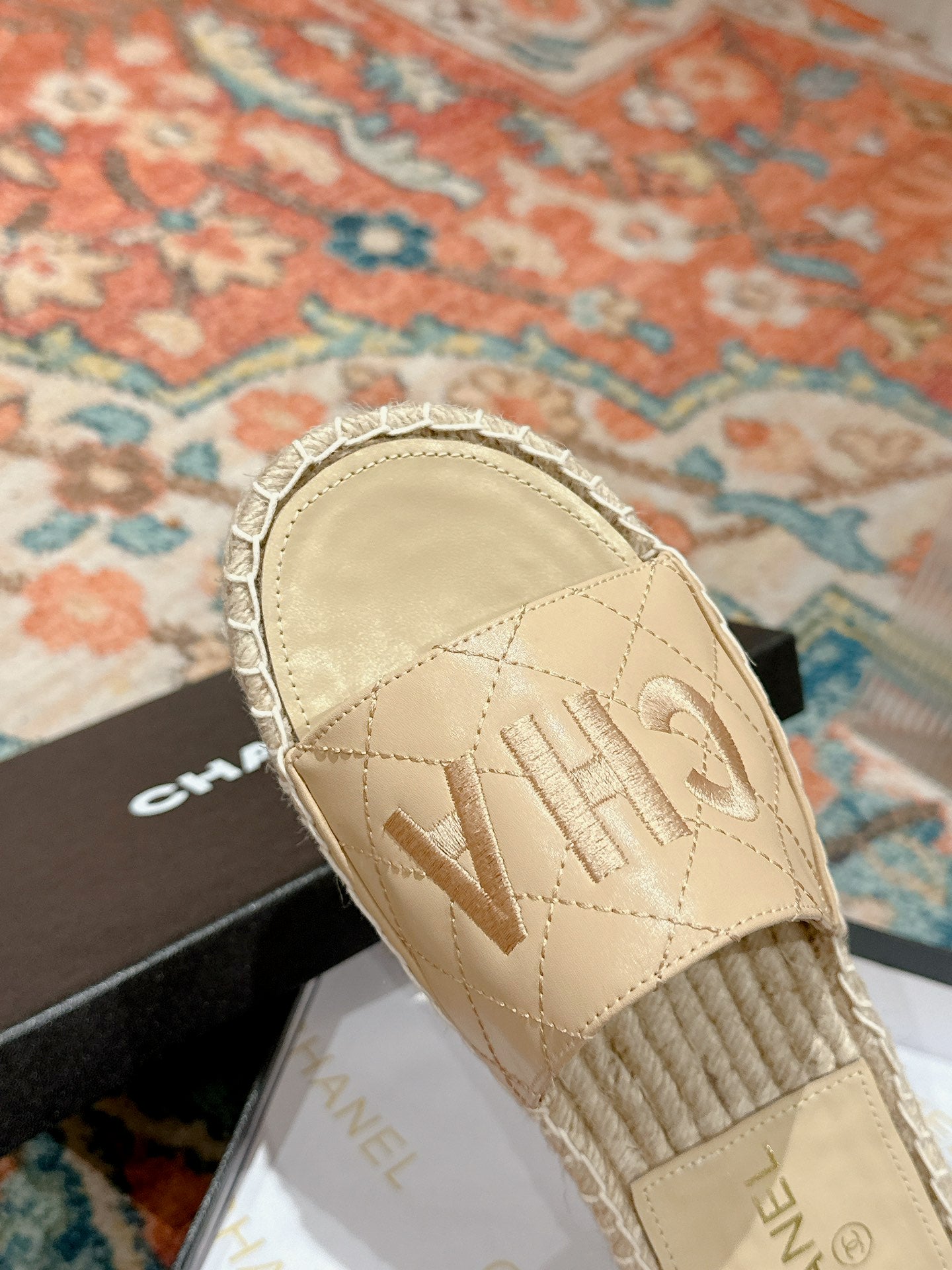 FLAT SLIPPERS IN BEIGE LAMBSKIN MIX WOVEN