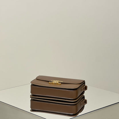 MINI CLAUDE 22 SHINY CALFSKIN CHOCOLATE BROWN