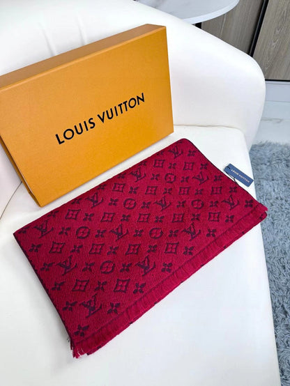 SCARF 180 CM IN HIBISCUS RED CLASSIC MONOGRAM CASHMERE 396438