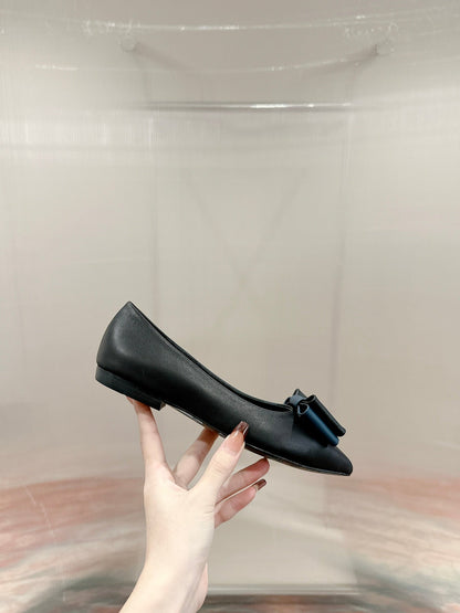 CASSANDRA BALLET FLAT IN BLACK MIX BLUE SMOOTH LAMBSKIN