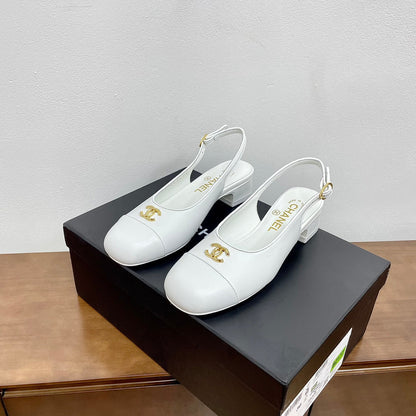 HIGH SLINGBACKS WHITE CALFSKIN