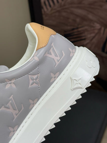 TIME OUT SNEAKER IN COOL GRAY EMBOSSED MONOGRAM CALFSKIN
