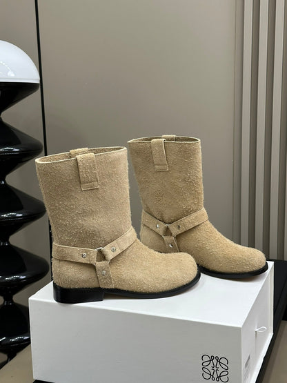 LW CAMPO BIKER BOOT KHAKI SUEDE
