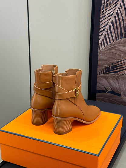 JILL 60 ANKLE BOOT IN BRONZE BROWN CALFSKIN