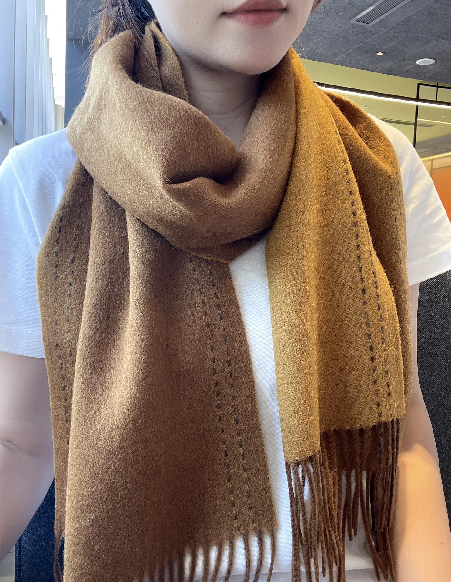 SCARF 180CM COPPER BROWN CASHMERE