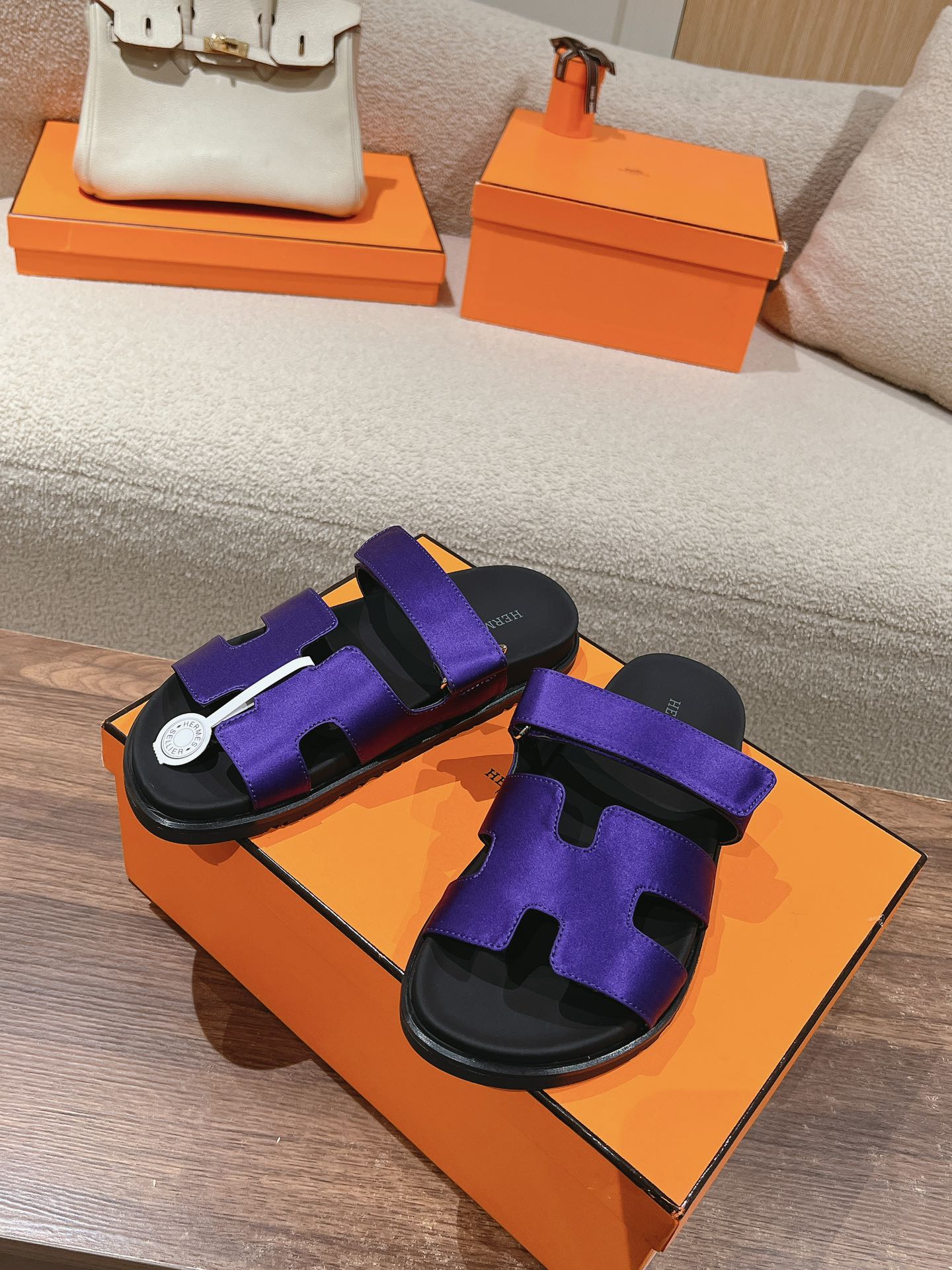 CHYPRE SANDAL BLACK MIX IMPERIAL BLUE CALFSKIN