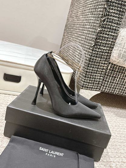 HIGH PUMP 9 CM IN BLACK SATIN