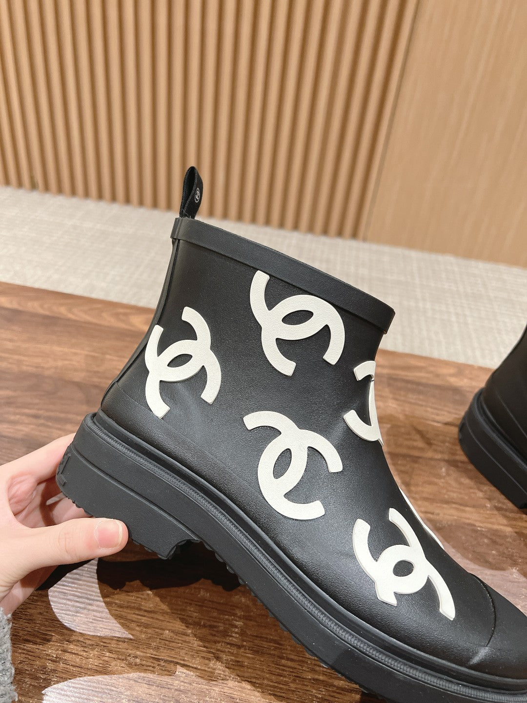 CC RAIN BOOTS BLACK TPU WITH WHITE LOGO