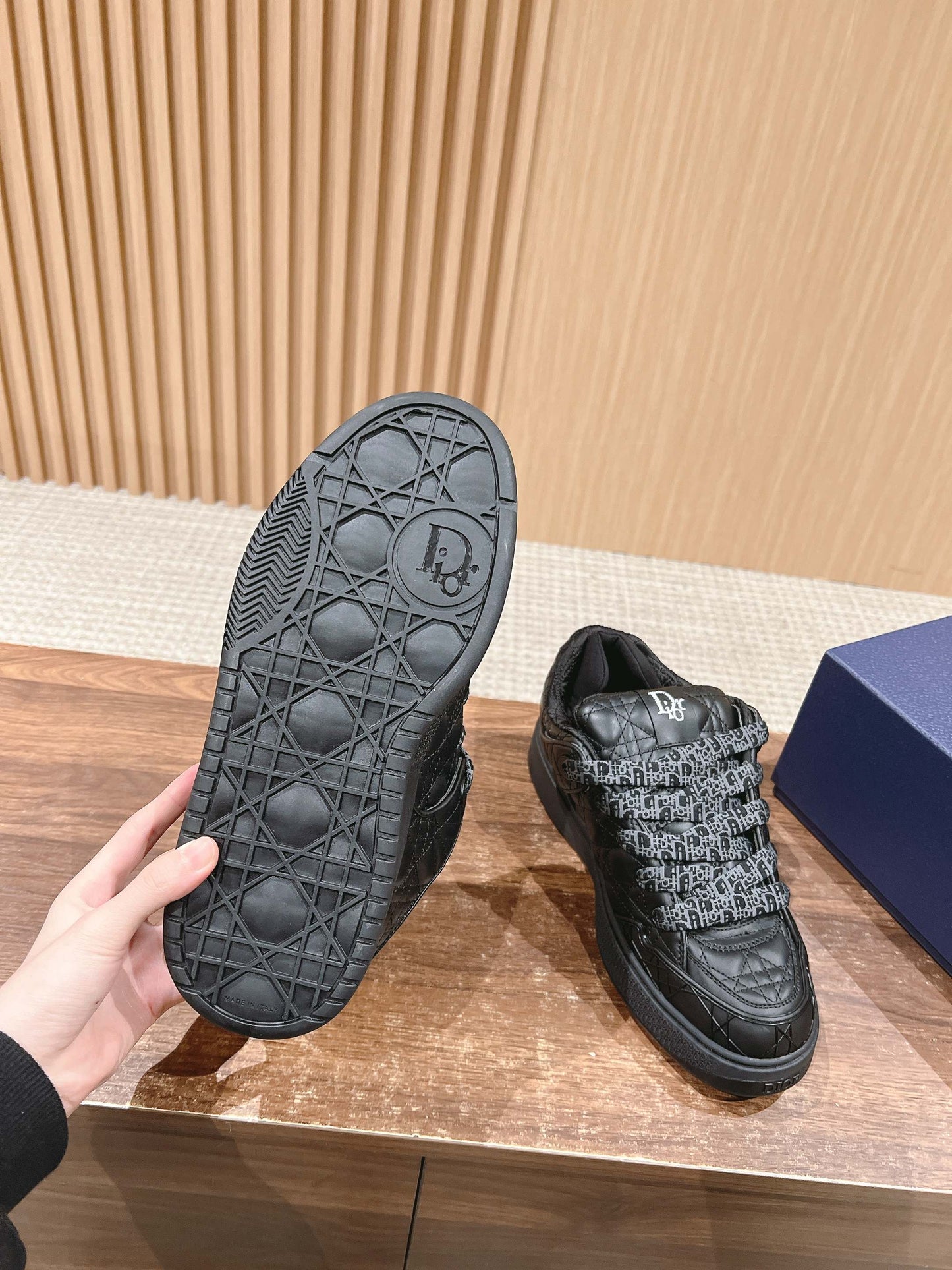 BY ERL B9S SKATER SNEAKER IN BLACK CANNAGE LAMBSKIN