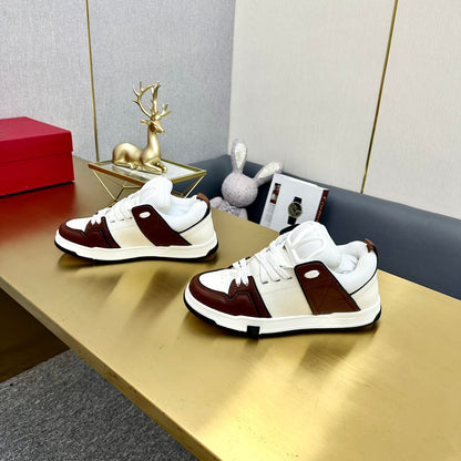 One Stud Sneaker Garavani Burgundy Calfskin White Fabric