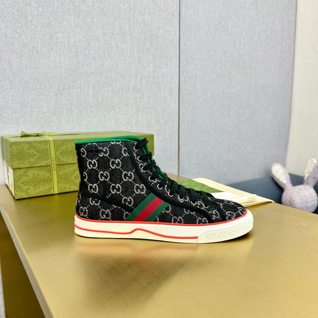 GG TENNIS 1977 HIGH-TOP TRAINER BLACK CANVAS
