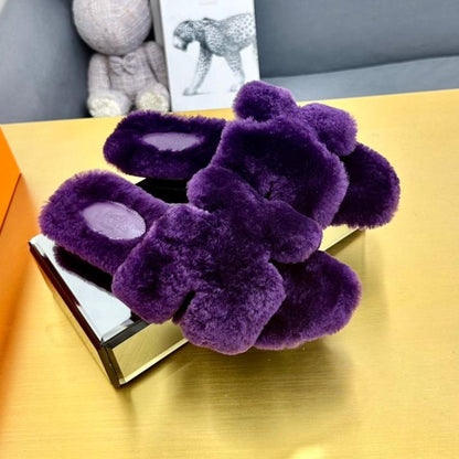 0RAN SHEARLING SANDALS PLUM PURPLE